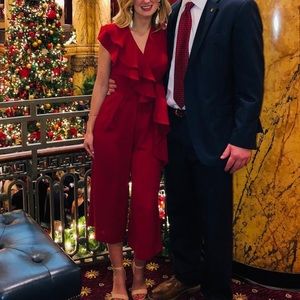 Askari red cropped jumpsuit